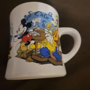 The Disney Cafe With Pluto Mickey, Goofy, Minnie Mouse Colorful Mug Size 16 OZ